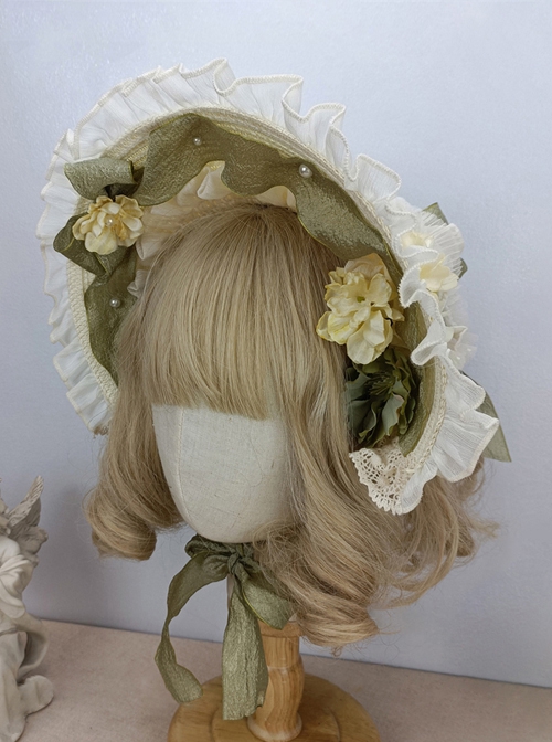 Pastoral Style Lace Flower Sunscreen Elegant Ribbon Bowknot Decoration Binding Band Classic Lolita Hat