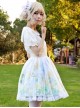 Ladylike Dandelion Butterfly Oil Painting Digital Printing Tulle Lace Ruffle Design Sweet Lolita Skirt