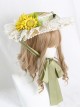 Pastoral Style Green Ribbon Bowknot Lace Sunscreen Sunflower Binding Band Classic Lolita Straw Weaving Hat