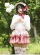 Cute Strawberry Flower Print Pleated Lace Ruffles Sweet Lolita Super Short Skirt
