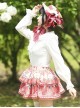 Cute Strawberry Flower Print Pleated Lace Ruffles Sweet Lolita Super Short Skirt