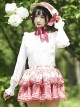 Cute Strawberry Flower Print Pleated Lace Ruffles Sweet Lolita Super Short Skirt