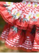 Cute Strawberry Flower Print Pleated Lace Ruffles Sweet Lolita Super Short Skirt