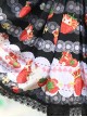 Soft Cute Strawberry Bear Crown Print Pleated Lace Ruffles Sweet Lolita Skirt