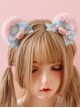 Pink-Blue Bowknot Decoration Cute Plush Little Bear Ears Sweet Lolita Hair Clip