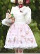Bear Crown Cute Strawberry Flower Print Tulle Lace Ruffle Sweet Lolita Skirt