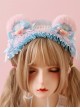 Cute Plush Little Bear Ears Bowknot Decoration Lace Binding Band Sweet Lolita Headband