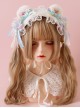 Pure Color Lace Plush Bear Ears Pink Blue Bowknot Decoration Cute Sweet Lolita Headband