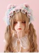 Pure Color Lace Plush Bear Ears Pink Blue Bowknot Decoration Cute Sweet Lolita Headband