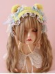 Pure Color Lace Plush Bear Ears Pink Blue Bowknot Decoration Cute Sweet Lolita Headband
