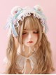 Pure Color Lace Plush Bear Ears Pink Blue Bowknot Decoration Cute Sweet Lolita Headband