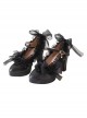 Black Simple Ribbon Bowknot Lace All-Match Daily Gothic Lolita Shoes