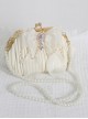 Vintage Bead Chain Bowknot Pure Color Shell Bag Classic Lolita Messenger Portable Bag