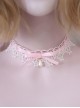 White Star Lace Pure Color Ribbon Water Drop Pearl Daily Girl Sweet Lolita Necklace