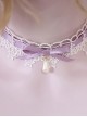 White Star Lace Pure Color Ribbon Water Drop Pearl Daily Girl Sweet Lolita Necklace