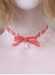 Pure Color Stripe Ribbon Bowknot Water Drop Pearl White Star Lace Sweet Lolita Necklace