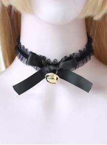 Cute Cat Bell Maid COS Black Bowknot Classic Lolita Necklace