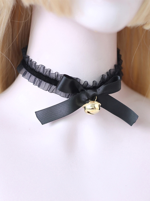 Cute Cat Bell Maid COS Black Bowknot Classic Lolita Necklace
