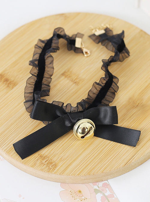 Cute Cat Bell Maid COS Black Bowknot Classic Lolita Necklace