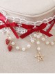 White Star Lace Red Ribbon Bowknot Bead Chain Strawberry Decoration Five Star Classic Lolita Necklace