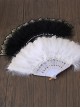 Retro Lace Pearl Feather Gorgeous Tea Party Take Pictures Pure Color Classic Lolita Fan