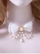 Elegant Tea Party Ribbon Bowknot Water Drop Bead Chain Gem Decorate Classic Lolita Necklace