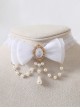 Elegant Tea Party Ribbon Bowknot Water Drop Bead Chain Gem Decorate Classic Lolita Necklace