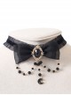 Moon Gem Decorated Bead Chain Ribbon Bowknot Elegant Gorgeous Classic Lolita Necklace