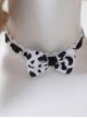 Daily Simple Cute Cows Printing White Rose Lace Classic Lolita Necklace