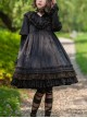 Saint Fruit Manor Series Pure Color V-Neck Design Velvet Rose Cross Embroidery Classic Lolita Long-Sleeved Dress