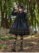 Saint Fruit Manor Series Pure Color V-Neck Design Velvet Rose Cross Embroidery Classic Lolita Long-Sleeved Dress