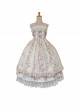 Flower Floral Printing JSK Mid-Length Elegant Classic Lolita Lace Sleeveless Dress