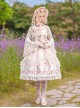 Flower Floral Printing JSK Mid-Length Elegant Classic Lolita Lace Sleeveless Dress