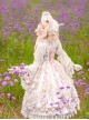 Flower Floral Printing JSK Mid-Length Elegant Classic Lolita Lace Sleeveless Dress