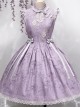 Chinese Style Stand Collar Purple Wisteria Embroidered Printing Bowknot Decoration Classic Lolita Sleeveless Dress
