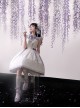 Chinese Style Stand Collar Purple Wisteria Embroidered Printing Bowknot Decoration Classic Lolita Sleeveless Dress