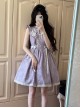 Chinese Style Stand Collar Purple Wisteria Embroidered Printing Bowknot Decoration Classic Lolita Sleeveless Dress