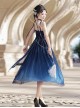 Blue Ethnic Style Pattern Pearl Tassel Decoration Dress New Chinese Style Hanfu Set