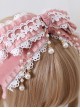 Pink Multi-Layer Bowknot Ornate Pearl Lace Decorate Sweet Lolita Headband