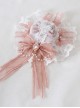 Pink Diamond Heart Ornate Bow Decorative Lace Trim Sweet Lolita Hairpin