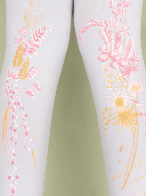 Preserved Flower Series Preserved Flower Print Pure Color Daily Spring-Autumn Classic Lolita Pantyhose