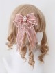 Pink Diamond Large Bow Ornate Pearl Decoration Sweet Lolita Hairpin