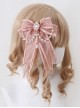 Pink Diamond Large Bow Ornate Pearl Decoration Sweet Lolita Hairpin