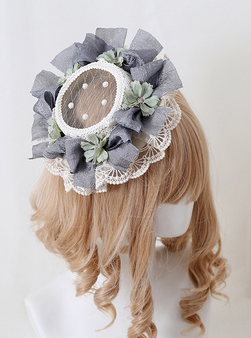 Lace Retro Hollow Shape Ornate Bowknot Decoration Flowers Embellishment Classic Lolita Little Top Hat