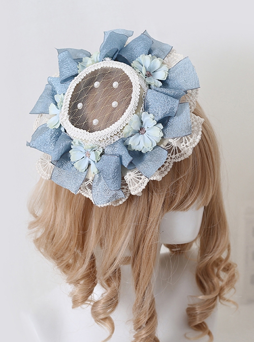 Lace Retro Hollow Shape Ornate Bowknot Decoration Flowers Embellishment Classic Lolita Little Top Hat