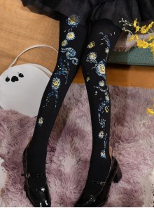 Van Gogh Starry Sky Series Handwork Printing Pure Color Classic Spring Autumn Classic Lolita Pantyhose