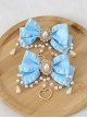 Pure Color Net Yarn Bowknot Pair Clip Diamond Pearl Chain Metal Heart Pendant Classic Lolita Hairpin