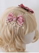 Pure Color Net Yarn Bowknot Pair Clip Diamond Pearl Chain Metal Heart Pendant Classic Lolita Hairpin