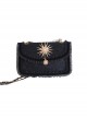 Pure Color PU Dark Style Sun God Decorate Pearl Metal Chain Messenger Handbag All-Match Gothic Lolita Bag