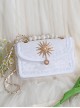 Pure Color PU Dark Style Sun God Decorate Pearl Metal Chain Messenger Handbag All-Match Gothic Lolita Bag